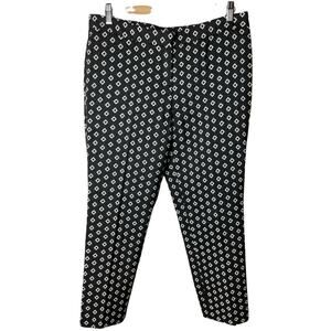 Vince Camuto Black & White Diamond Pattern Capri Crop Pants Size 8